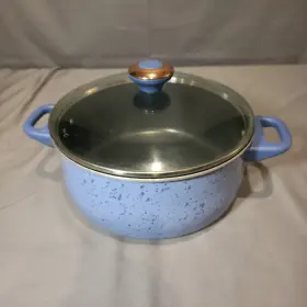 081324.2000 Paula Deen - 5 Quart Stock Pot With Lid Speckled Blue No Stick Cookware