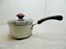 C00009 Paula Deen Copper Bottom Stainless Steel 2 Quart Saucepan With Glass Lid