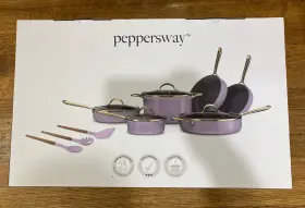 Peppersway 810285031176 13-piece Non-stick Ceramic Cookware Set/10 Pcs-cookware 3 Pcs-utensils Lavender