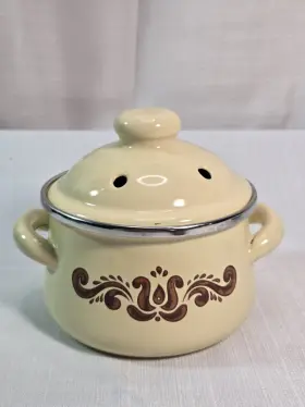 Pfaltzgraff S5403 Metal Potpourri Pot Village Pattern Vintage