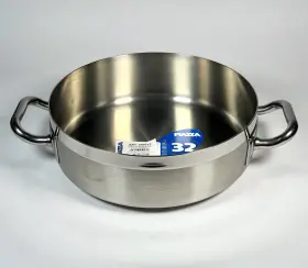 603309 Piazza Italy Shallow Cookpot Stainless Steel Saucepan Double-handle 32cm 8.6qt 603309 Piazza Italy Shallow Cookpot Stainless Steel Saucepan Double-handle 32cm 8.6qt