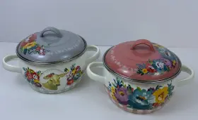 Pioneer Woman 085081206732 2 The Sweet Romance Mini Dutch Ovens And Lids Steel /enamel Finish