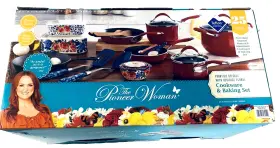 Pioneer Woman 085081532510 Frontier Speckle 25-piece Nonstick And Cast Iron Cookware Combo New