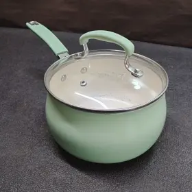 2916tbt Pioneer Woman Teal Bell-shaped Sauce Pan With Glass Vented Lid