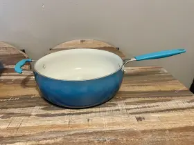 Pioneer Woman 885169537372 Classic Ceramic Jumbo Pan 4.5 Quart Ombre Teal