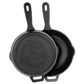 Pit Boss 684678680063 14 Inch Cast Iron Deep Skillet With Lid Black