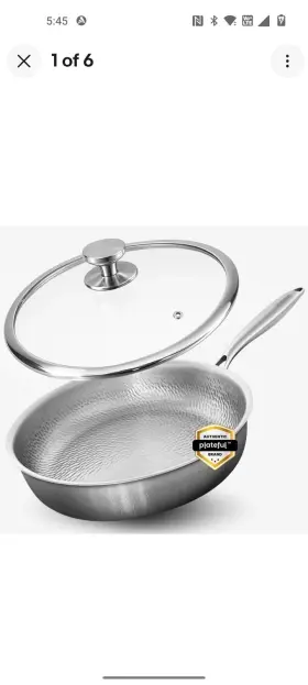 Plateful 850073025406 12 Inch Titanium Frying Pan - No Coating Oven Safe To 750 F With Lid