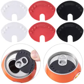 Pndeyo 749346281864 6pc Plastic Soda Can Covers Lids Black/white/red