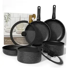 Msg-bk-05 Pratello 11 Pcs Pots And Pans Set Non Stick Dishwasher Safe Non-toxic Piece-black