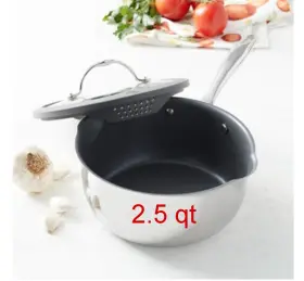 10619 Princess House Heritage Signature 2.5- Quart Nonstick Straining Saucepan