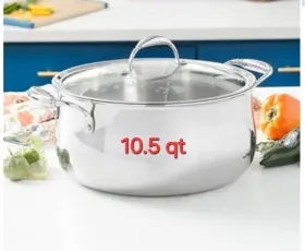 10837 Princess House Heritage Tri-ply Stainless Steel 10.5- Quart Dutch Oven