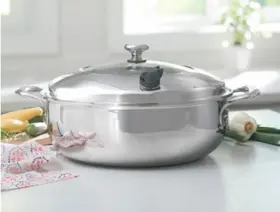 5832 Princess House Vida Sana 5-ply Stainless Steel Cookware 10- Quart Deep Casserole