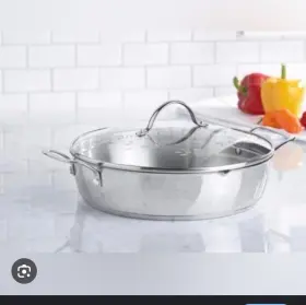 6154 Princess House Heritage Stainless 12ftft Straining Skillet With Lid - New