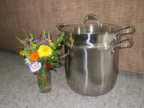 W2229 Princess House 18 Quart Stainless Steel Tri-ply Stock Pot With Strainer