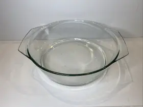 457-10 Pyrex Vintage France Clear Oval Casserole Baking Dish 10 Inch 2.5 Quarts