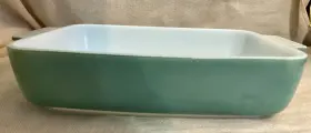 507b Pyrex Vintage 1950s Heinz Promo Seafoam Green Rectangle Casserole Dish