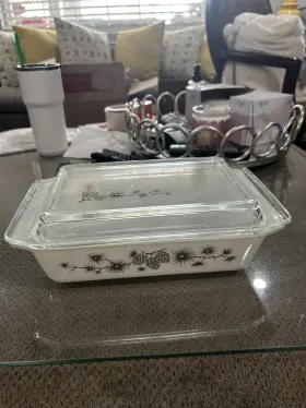 575-b Pyrex Golden Pinecones Casserole Dish Lid 550 2 Quart Space Saver Vintage