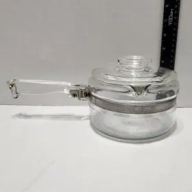 6212b Pyrex Vintage Clear Glass Flameware 1 Quart Sauce Pan With Lid