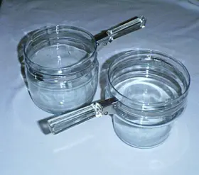 6763u Pyrex 6763l Vtg Flame Ware Blue Tint Glass 2 Quart Saucepan #6763l Double Boiler #6763u