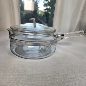 7324-c Pyrex Vintage Stovetop Flameware Clear Glass 1.5 Quart Saucepan With Lid