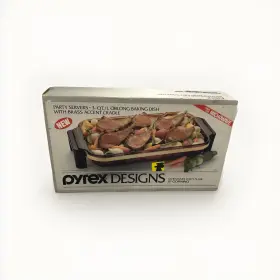 2331-f Pyrex Designs By Corning 1331-f 1989 Rectangle Baking Dish 3 Quart And Brass Cradle With Orig Box