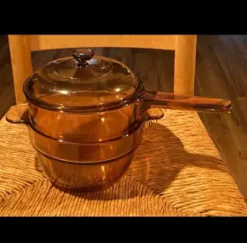 V20-b Pyrex Vision Corning Amber 1.5 L Double Broiler/lid Cookware