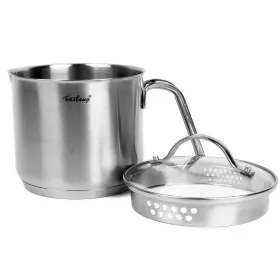 Quienkitch 000861082393 Saucepan With Pour Spout Glass Lid Stainless Steel Burner Pot 1.5 Quart