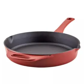 Rachael Ray 051153486791 Premium Nitro Cast Iron Skillet 10 Inch Red