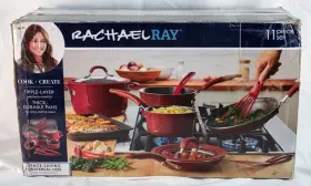 14753 Rachael Ray 8- Piece Nonstick Cookware Set - Red No Spatula Spoon Or Turner