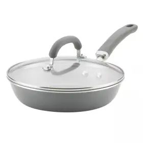 Rachael Ray 445048279262 Create Delicious 9.5 Inch Aluminum Nonstick Covered Deep Skillet Gray Shimmer