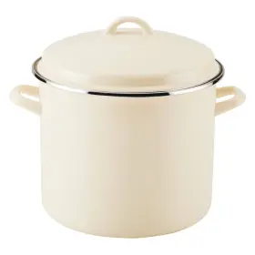 86002269 Rachael Ray 2pc Enamel Steel Stockpot Cookware Set 12 Quart Cream Enamel-on-steel