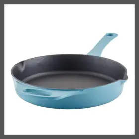 87836963 Rachael Ray Cast Iron Enamel Skillet Cookware 500f Agave Blue 10 Inch Premium
