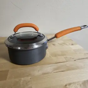 Cqqq07 Rachael Ray Brights 1 Quart Saucepan Hard Anodized Non-stick Pot Orange With Lid Cqqq07 Rachael Ray Brights 1 Quart Saucepan Hard Anodized Non-stick Pot Orange With Lid