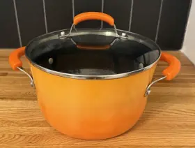 Q14t Rachael Ray Brights 6 Quart Stock Pot With Lid Nonstick Orange Stockpot