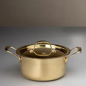 Sb-b02-1l  Rajasthan India Exclusive Range Brass Pot/stock Pot For Cooking With Lid/teflon-free/naturally N
