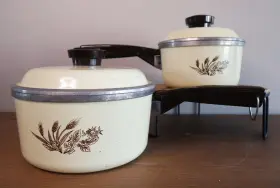 Range Craft 410-5000 Vintage Sears Cast Aluminium Harvest Wheat Sauce Pans Set Of 2