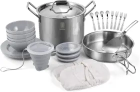 Rt95003 Rd Roydx Pots And Pans Set-27 Pcs Stainless Steel Kitchen Cookware Set Foldable
