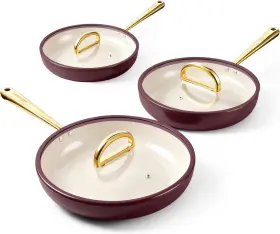 Us-rt98006-p Rd Roydx Titanium Ceramic Nonstick Fry Pan Set 8 Inch 10 And 12 Frying Skillet S