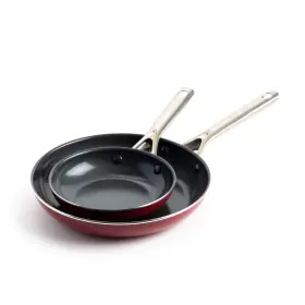 Cc004211-001 Red Volcano Textured Ceramic Nonstick 7 Inch And 10 Open Skillet Frying Pan Set