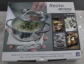 Resto By Demeyere 412191840122 Stainless Steel 4 Small Pots With Lids New Individual Casserole