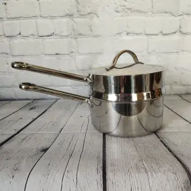 6725 Revere Ware Pro Line #6725 1.5 Quart Stainless Steel Sauce Pan Steamer Insert Lid
