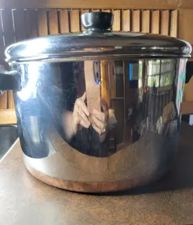 G03s Revere Vintage Ware Copper Bottom 6 Quart Pot With Lid Indonesia See Descrip