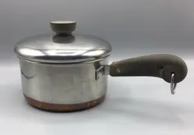 Pre-1962 Revere Ware 1.5 Quart Copper Bottom Pot With Lid Process Patent Riverside Ca