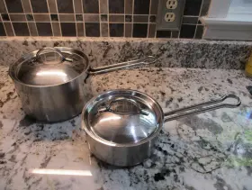 6713 Revere Ware Pro Line #6713 3 Quart And 1.5 With Lid Stainless Steel Sauce Pan Copper Core