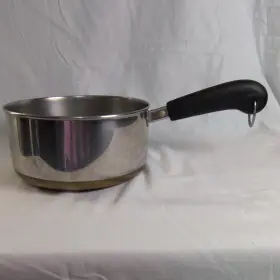 Qt-87 Revere Ware 2 Quart Stainless Steel Saucepan Copper Bottom Single Black Handle