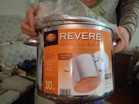 Usa-1987 Revere Ware 10 Quart Stock Pot And Lid Restaurant Style Stainless/copper