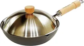 Js1424 River Light Riverlight Kyoku Japan Iron Frying Pan Deep Fry With Lid Set 9.4 Inch