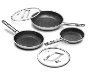 Roomena 784365473012 Nonstick Frying Pan Set With 2 Lid Non-toxic Tri-ply Hybrid Ceramic