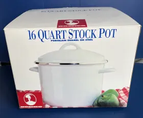 Roshco 015388200096 16 Quart Stock Pot Porcelain Enamel On Steel White New In Box