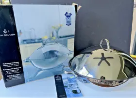 4157 Royal Doulton Niob Wok With Lid Professional Cookware Stainless Steel 18/10 2002